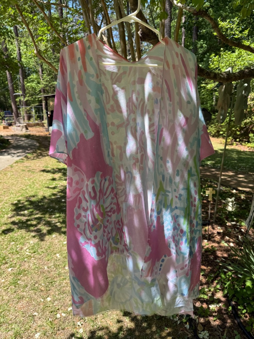 Pastel Abstract Print Kimono Cover-Up